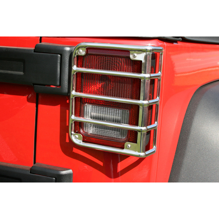 RUGGED RIDGE TAIL LIGHT EURO GUARDS POLISHED STAINLESS STEEL 07-16 JK WRANGLER PAIR 11103.03